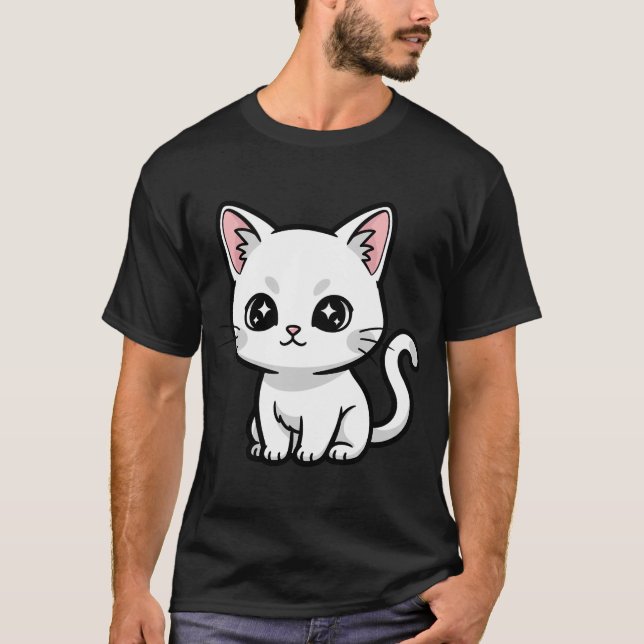 Süßes weißes Kätzchen T-Shirt (Vorderseite)