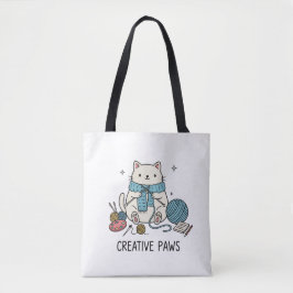 Süßes weißes Katzen-Strick-Hobby-Accessoire-Design