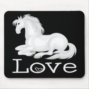 Süßes Weißes Pferd Liebe Reitsport Pony Liebe Schw Mousepad
