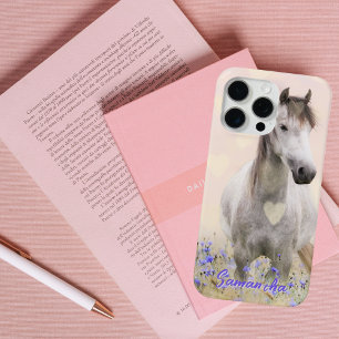 Süßes Weißes Pferd Lila Blumen Case-Mate iPhone Et Hülle
