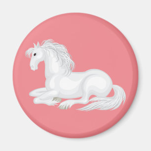 Süßes weißes Pferd Western-Reitbauernhof Pony Rosa Magnet