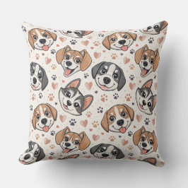 Süßes Welpen-Gesicht-Muster Kinder-Design für Hund Kissen