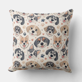 Süßes Welpen-Gesicht-Muster Kinder-Design für Hund Kissen