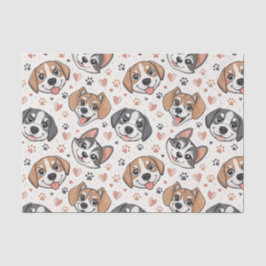 Süßes Welpen-Gesicht-Muster Kinder-Design für Hund Seidenpapier