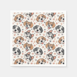 Süßes Welpen-Gesicht-Muster Kinder-Design für Hund Serviette