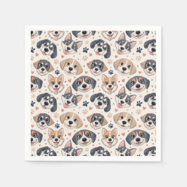 Süßes Welpen-Gesicht-Muster Kinder-Design für Hund Serviette