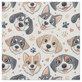 Süßes Welpen-Gesicht-Muster Kinder-Design für Hund Stoff
