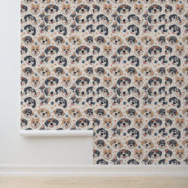 Süßes Welpen-Gesicht-Muster Kinder-Design für Hund Tapete