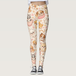 Süßes Welpen-Herzen-Wasserfarbmuster (5) Leggings