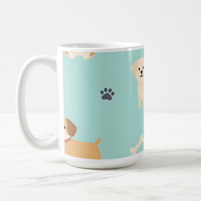 Süßes Welpen-Hund-Muster Kaffeetasse (Links)