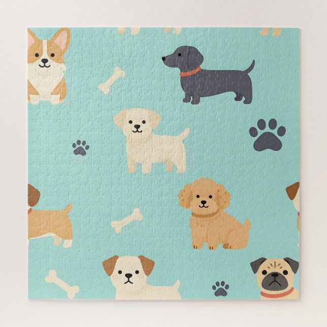 Süßes Welpen-Hund-Muster Puzzle (Vertikal)