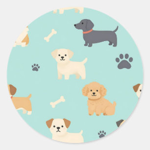 Süßes Welpen-Hund-Muster Runder Aufkleber