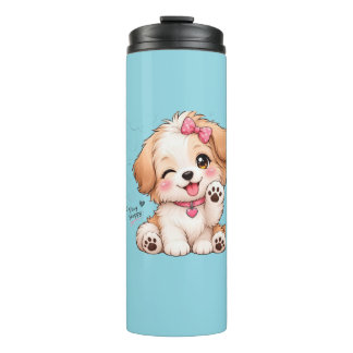 Süßes Welpen-Tassen-Wrap-Design – PNG-Sublimation Thermosbecher