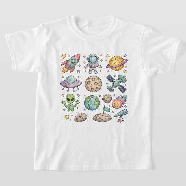 Süßes Weltraum-Abenteuer Kinder T-Shirt (Ablage )