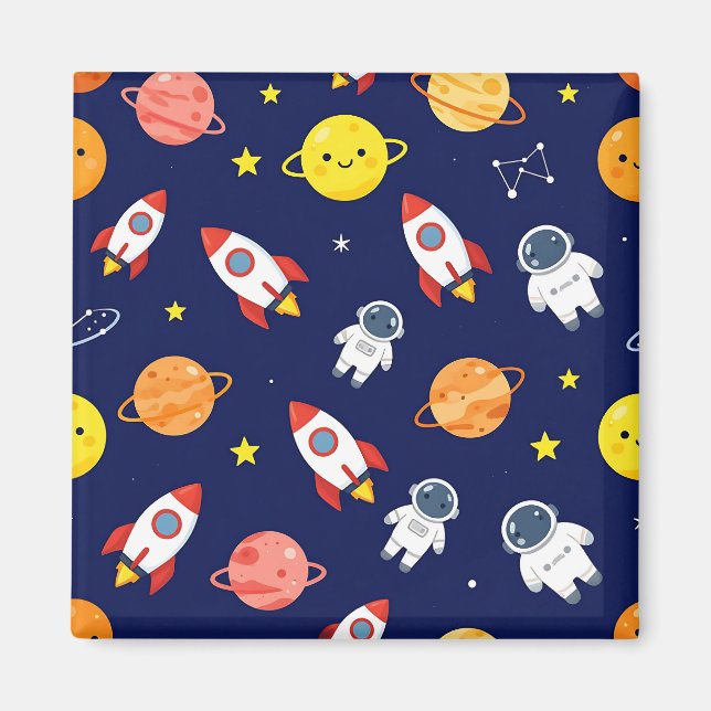 Süßes Weltraum-Explorer-Kinder-Muster Magnet (Vorne)