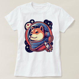 Süßes Weltraum-Shiba-Hund-Helm-Raketen-Art-Design T-Shirt