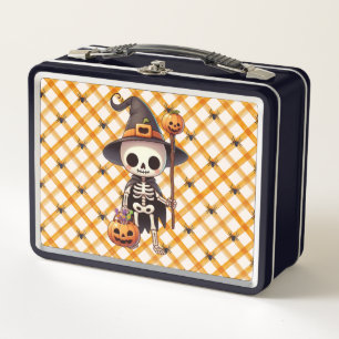 Süßes, Whimsical-Halloween-Skelett Metall Brotdose