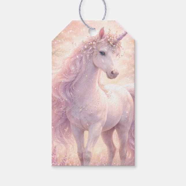 Süßes Whimsical-Pastell-Einhorn Geschenkanhänger (Vorderseite)