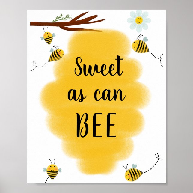Süßes wie Biene | Bumble Bee Party Sign Poster (Vorne)