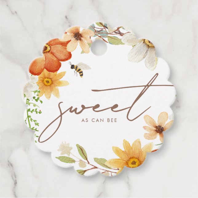 Süßes wie Biene | Floral Spring Baby Dusche Geschenkanhänger (Vorderseite)