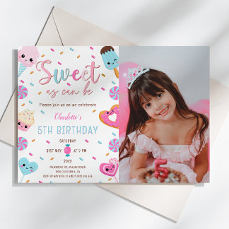 Süßes wie kann Candy Cupcake Donut FotoBirthday Einladung