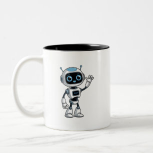 Süßes winkendes Robotercartoon-Design Zweifarbige Tasse