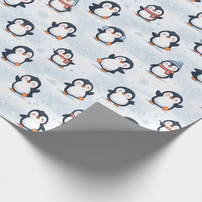 Süßes Winter-Pinguin-Muster-Design Geschenkpapier (Ecke)