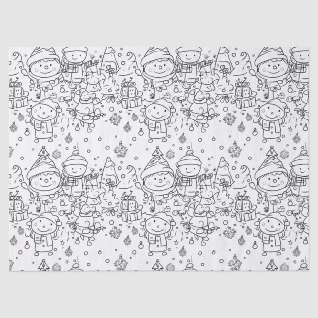 Süßes Winter-Weihnachts-Doodle-Muster (2) Seidenpapier (Vorderseite)