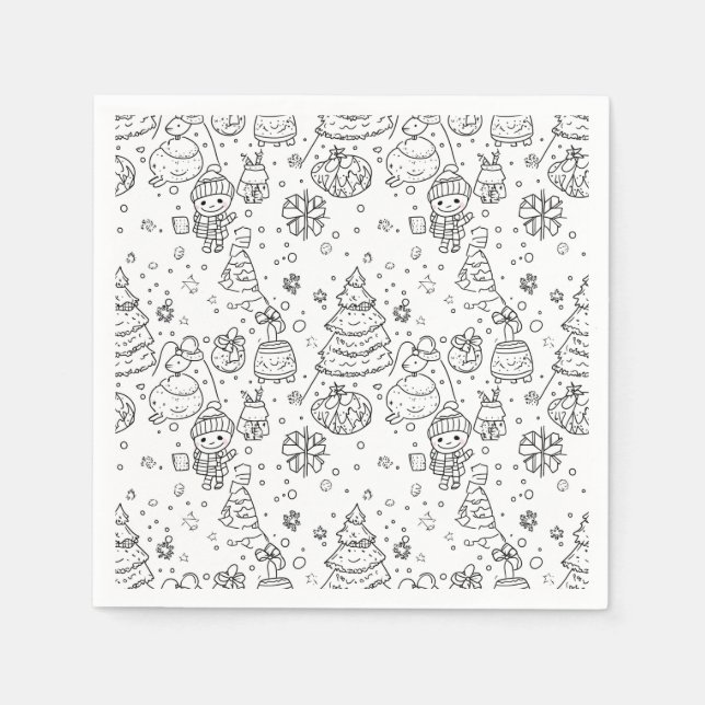 Süßes Winter-Weihnachts-Doodle-Muster (3) Serviette (Vorderseite)