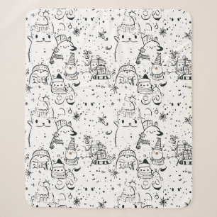 Süßes Winter-Weihnachts-Doodle-Muster (4) Sherpadecke