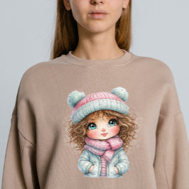 Süßes Wintermädchen Cozy Schal Kawaii Kunst T-Shirt