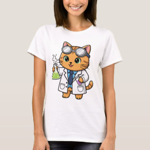Süßes Wissenschaftler-Katze-T-Shirt – Ansprechende T-Shirt