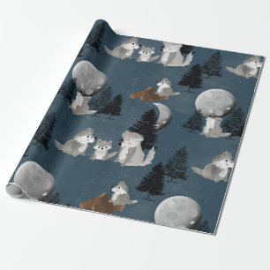 Süßes Wolfspack Wald Nacht Himmel Mond Geschenkpapier