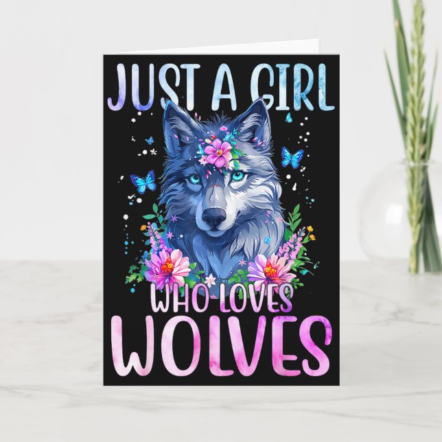 Süßes Wolfsshirt Nur Ein Mädchen Das Wölfe Liebt B Karte (Vorderseite)