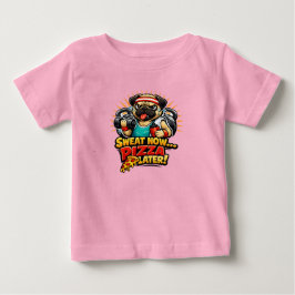 Süßes Workout-Hund-T-Shirt für Fitness- und Pizza- Baby T-shirt
