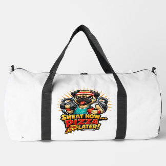 Süßes Workout-Hund-T-Shirt für Fitness- und Pizza- Duffle Bag