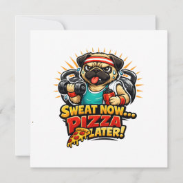 Süßes Workout-Hund-T-Shirt für Fitness- und Pizza- Feiertagskarte