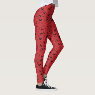 süßes Yoga-Haustier-Hund-Muster auf rotem Hintergr Leggings