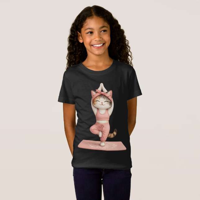 Süßes Yoga-Katze T-Shirt (Vorne ganz)