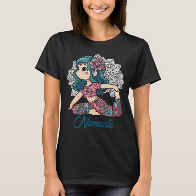 Süßes Yoga-Mädchen T-Shirt (Vorderseite)
