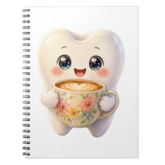 Süßes Zahnarzt-Kaffeeliebhaber-Kawaii-Charakter-No Notizblock