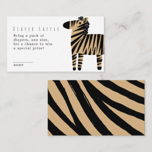 Süßes Zebra Natürlich Beige Babyparty-Windel-Raffl Begleitkarte