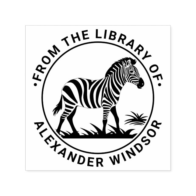 Süßes Zebra Steht Um Bibliotheksbuch Name Permastempel (Design)