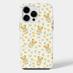 Süßes Zitronenbär- und Zitronenlimonade-Nahtlosmus iPhone 14 Pro Max Hülle