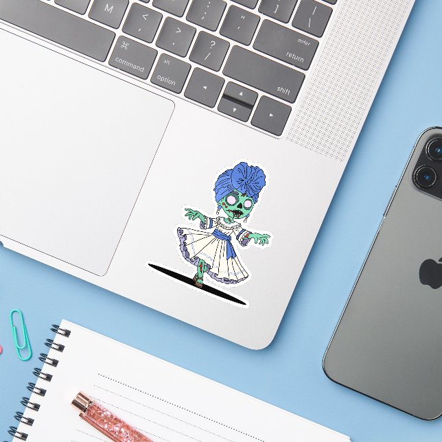 Süßes Zombie-kubanisches Mädchen Aufkleber (Laptop mit iPhone)