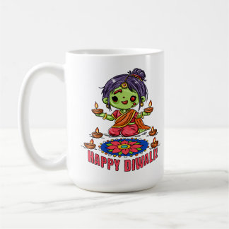 Süßes Zombie-Mädchen feiert Diwali Kaffeetasse