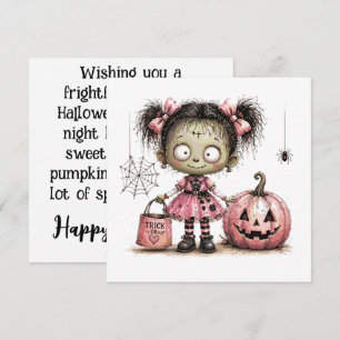Süßes Zombie-Mädchen Halloween-Grußkarte