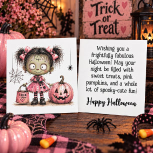 Süßes Zombie-Mädchen Halloween-Grußkarte Einladung