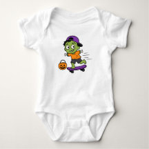 Süßes Zombie-Skateboard-Halloween-Baby-Design