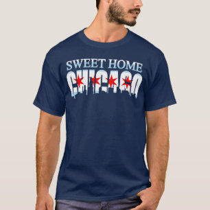 Süßes Zuhause-Chicago-FlaggeSkylinet-shirt T-Shirt